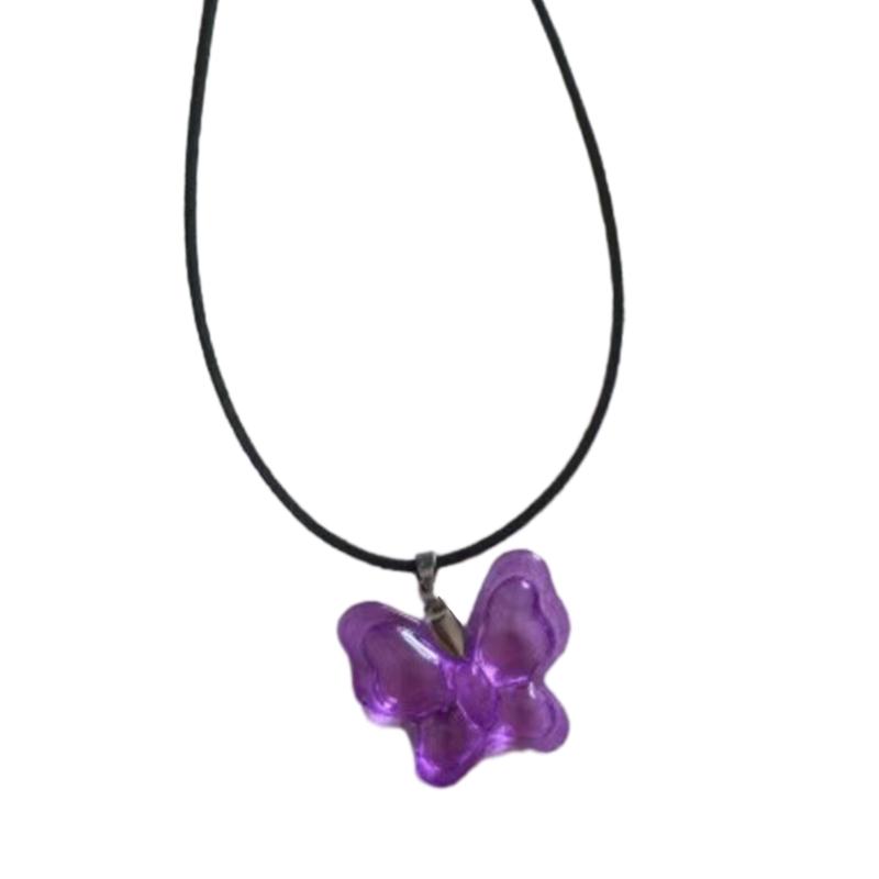 Resin Butterfly Choker Necklace Simple Pendant Clavicle Chain Party Jewelry for Girls Women Temperament Collarbone Chain