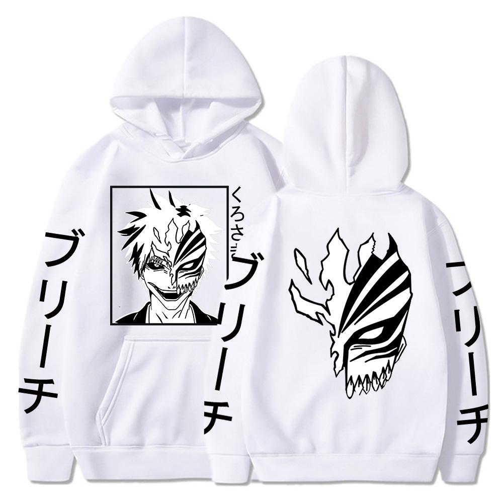 Bleach Kurosaki Ichigo Anime Harajuku Hoodies Gothic Cartoon Manga Mask Boy Graphic Men Women Winter Long Sleeves Sweatshirts