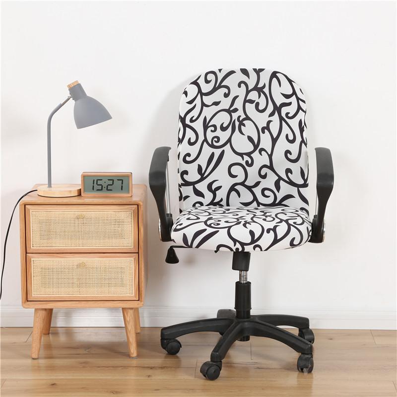 Universal Computer Chair Furniture Cover Stretchy Anti -Dirty Printed Office Chair Furniture Covers Spandex Stretch Armchair Seat Slipcovers