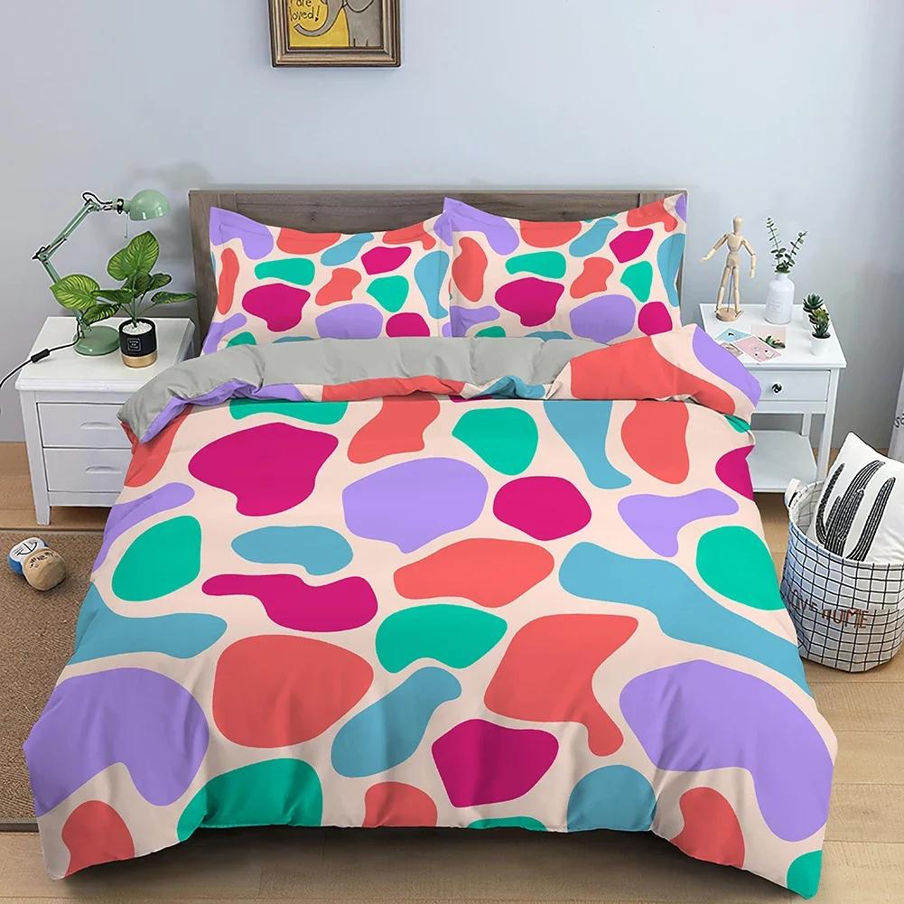 Colorful Spots Print Comfortable Duvet Quilt Cover Pillowcase Bedding Set Children Bedroom Decoration Home Textile