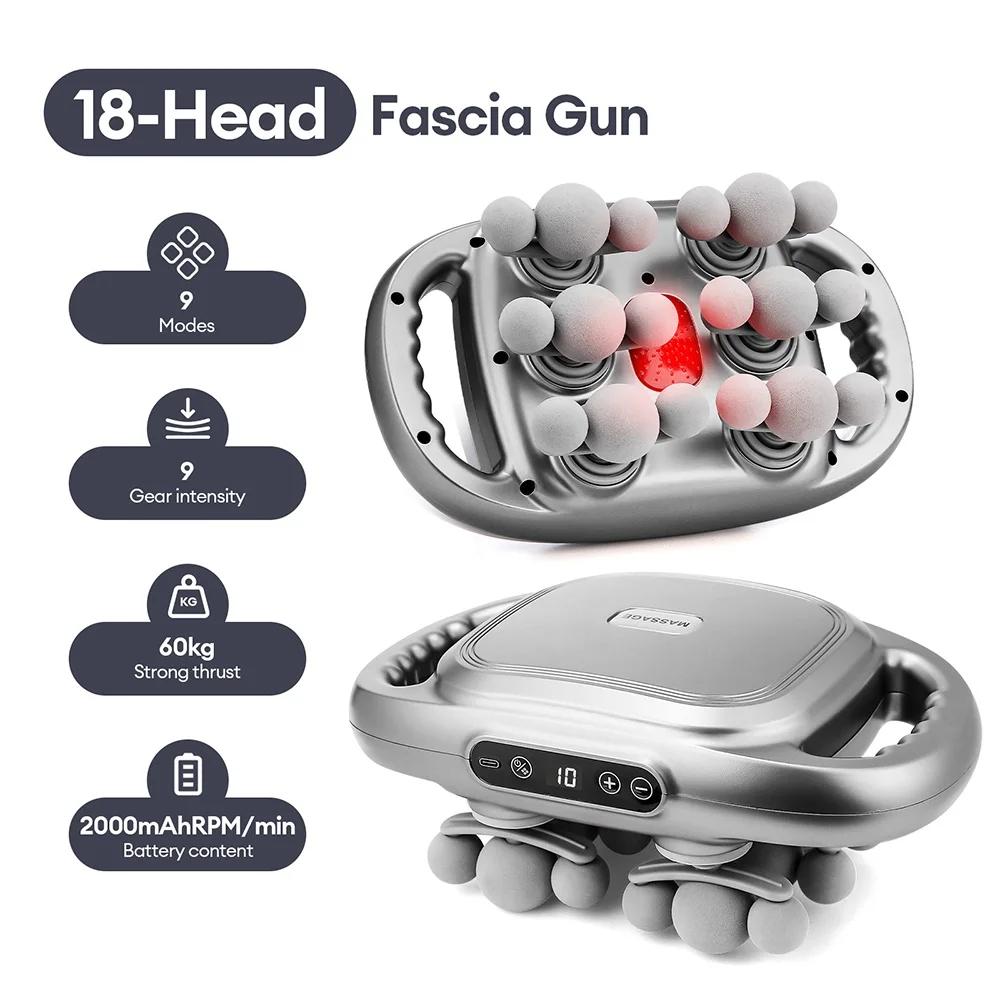 18-Head Fascia Gun High-Frequency Vibration Body Massage Gun Back and Waist Massager Neck Shoulder Massager Muscle masajeador