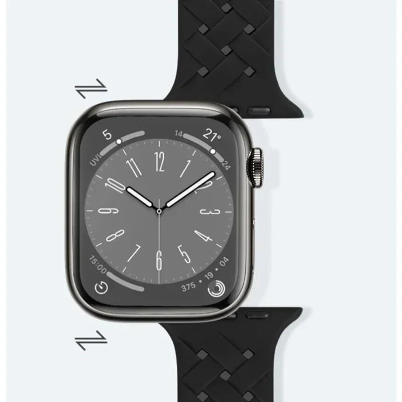 Silicone Strap for Apple Watch Band Ultra 2 49mm 46mm 45mm 44mm 42mm Sport Breathable Bracelet For IWatch Series 10 9 8 7 6 SE 5