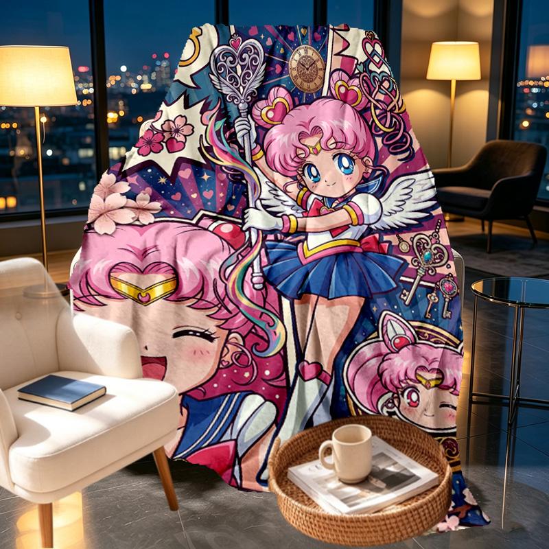 Sailor Moon Print Blanket - Soft & Comfortable, for Bedroom, Travel, Sofa, Home Decoration - Birthday Christmas Gift for Friend