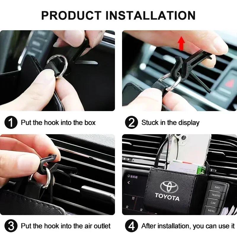 Car Interior Storage Bag Air Outlet Debris Bag Hanging Organizer Box For Toyota Chr Corolla Yaris Rav4 E150 E120 Land Cruiser