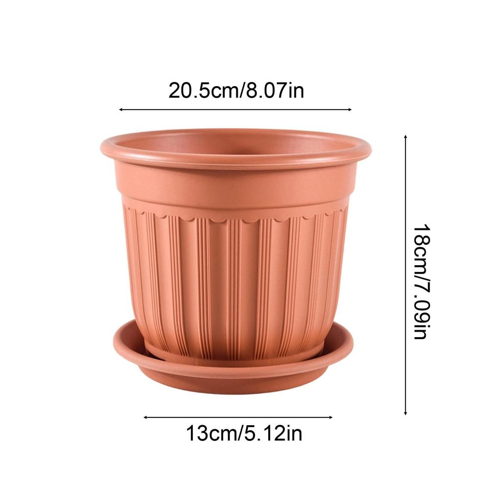 Planter Pots for Plants Indoor Outdoor, 8*7 Inch Plastic Flower Pots with Saucer and Drainage Holes, Modern Garden Planters