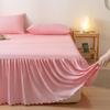 Korean Skin-Friendly Bed Skirt: Brushed Solid Color, Four Seasons, Anti-Pill, Fade & Shrink Resistant