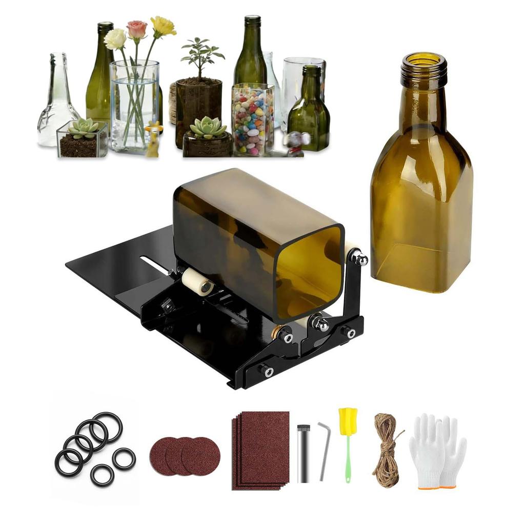 Glass Bottle Cutter,Boards Bottle Cutting Tool Kit, Curved Glass Cutting Tool for Round and Square Bottles,DIY Craft Kit