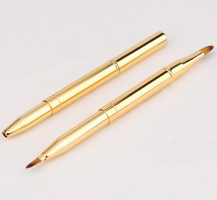 Single double-head retractable lip brush, lipstick brush, concealer pen, portable makeup brush with cover, mini makeup tool
