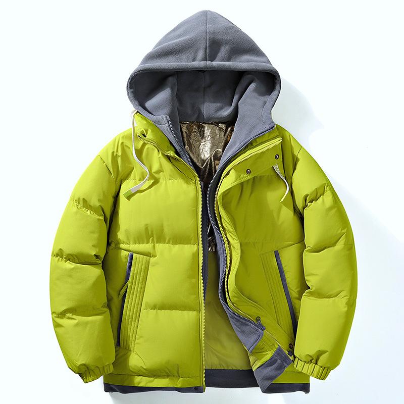

New Cotton-padded Clothes Men s and Women s Graphene Casual Outdoor Cotton Clothes Thickened Warm Hooded Fake Two-piece Top S лимонно-желтый
