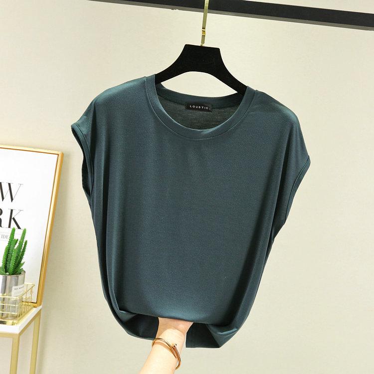 

Женский топ без рукавов с высоким воротом из хлопка модала - Универсальный, Легкий, Большого размера L