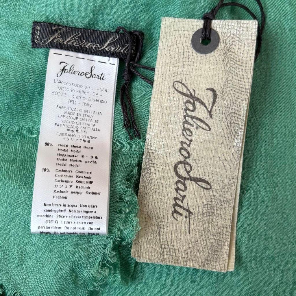 Used Tagged Faliero Sarti Elex Cashmere Blend Large Stole Green
