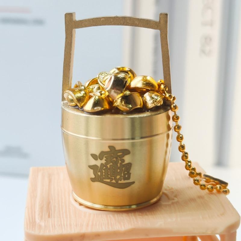 Prosperous Charm Pendant Keychain 2026 Golden Rubber Charm Keyring For Good Fortune Decoration And Daily Wear Use