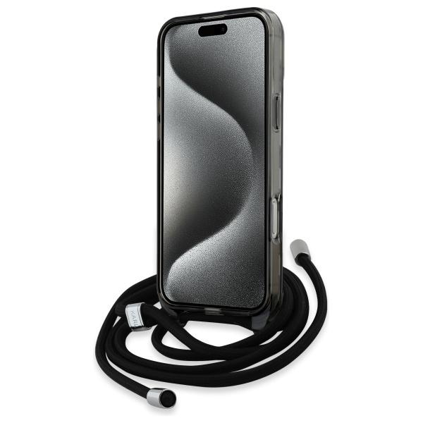 Karl Lagerfeld Klhmp16Lhckcklck Iphone 16 Pro 6.3 Czarny/Black Hardcase Iml Crossbody Monogram Karl & Choupette Head Magsafe