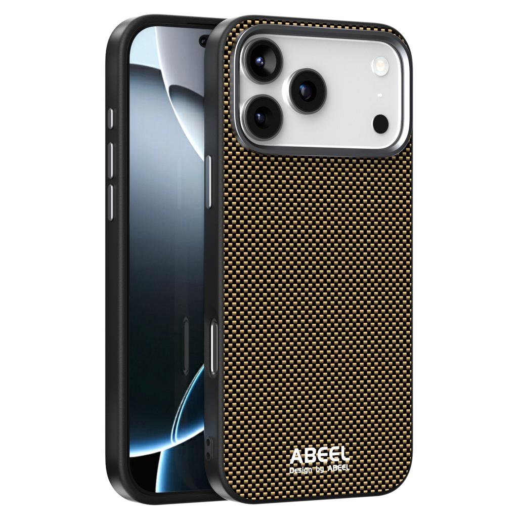 ABEEL For iPhone 17 Pro Max Case Compatible with MagSafe Printed PC TPU Aluminum Alloy Leather Phone Cover