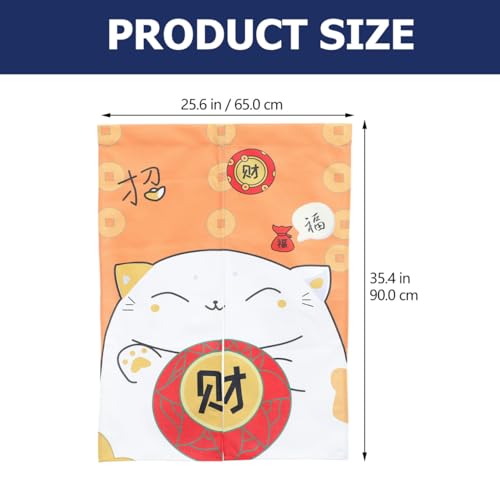 STOBOK Maneki Neko Noren Curtain, 65x90cm, Japanese Style, Room Divider Curtain, Privacy Tapestry, Good Luck Charm, Cat Design, Suitable for Entryways