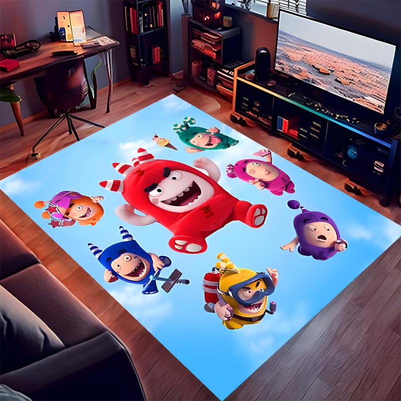 1pz Tappeto Area con Stampa Oddbods - Morbido, Lavabile, Antiscivolo, Tappeto Decorativo da Interno per Sedie da Ufficio, Soggiorno, Ufficio in Casa