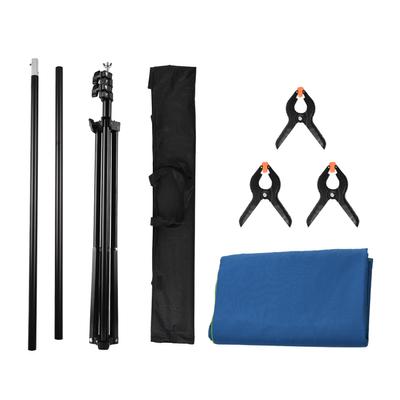 Kit fotografico con sfondo Chromakey bifacciale con schermo verde da 5x7 piedi, sfondo blu