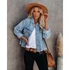 Mode Lockere Damen Jeansjacke Lässig Schlicht Büro Langarm Kurze Jacken Elegant Frühling Herbst Mäntel Damenbekleidung