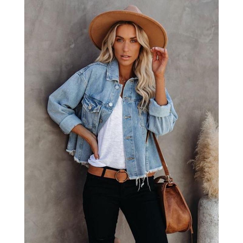 Fashion Loose Women Denim Jacket Loose Casual Simple Office Long Sleeve Short Jackets Elegant Spring Autumn Coats Woman Clothing