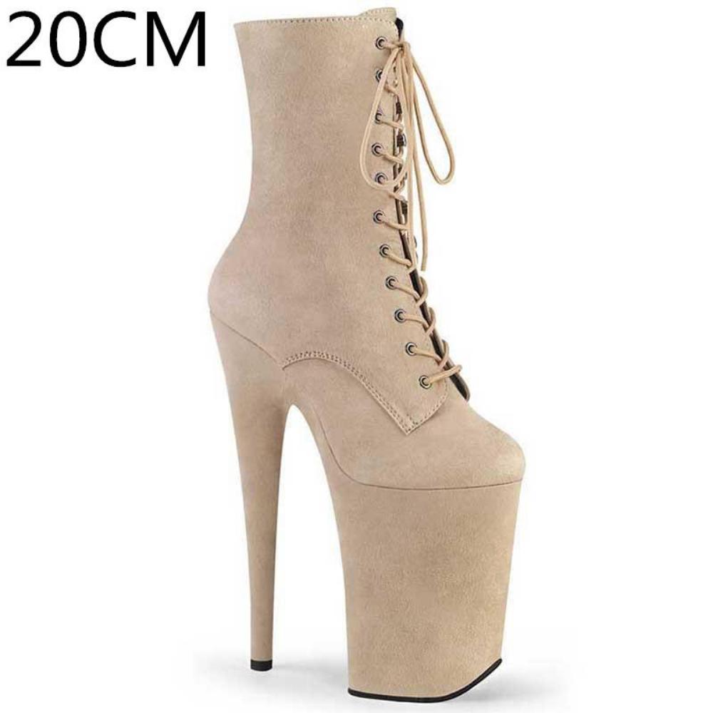 Sexy Super High Boots Round Toe Pole Dance High Heels Nightclub Model Catwalk Platform Shoes Party Shoes Cosplay Suede Shoes