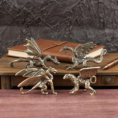 Antike Geflügelte Drachen Messing Ornamente Kupferdrache mit Flügel Figur Sammlerstück Bronze Geschnitzte Skulptur