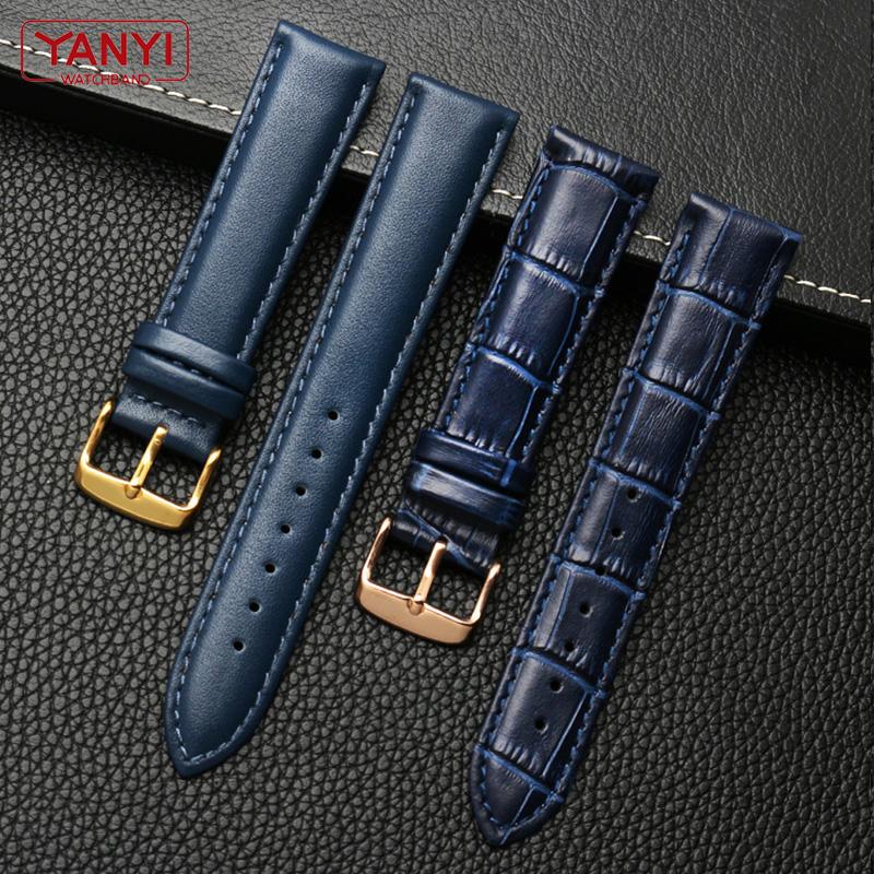 Bracelet en cuir véritable de couleur bleue pour bracelet de montre Citizen Rossini 14 16 18 20 mm 21 m 22 mm 23 mm en gros