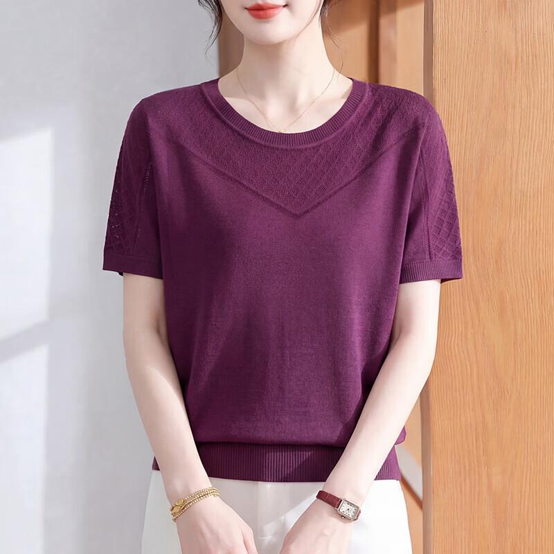 

Xuexi 2026 Summer Ice Silk Short-Sleeve Knitted Top
