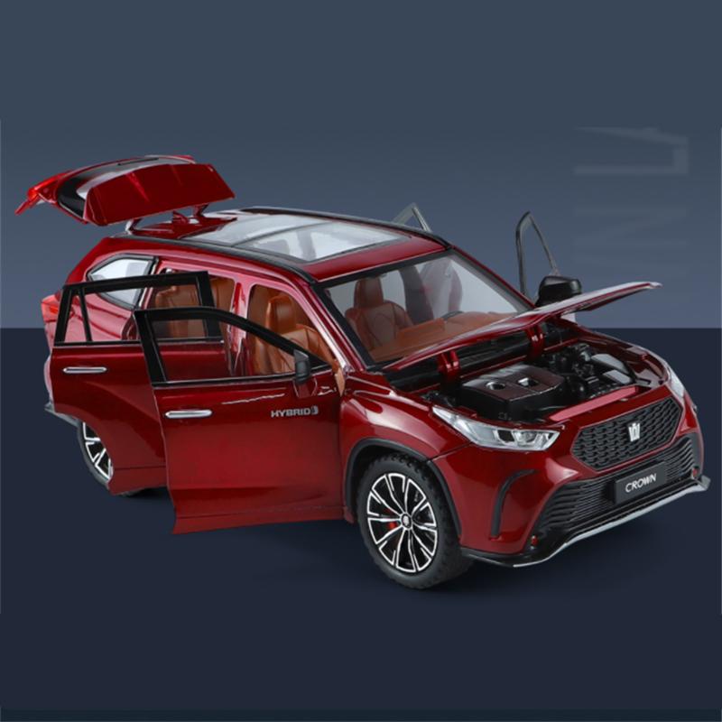 1/24 Toyota Crown KLUGER SUV Alloy Car Model Diecast Metal Toy Off-road Vehicles High Simulation Sound and Light Collectibles Kids Gift