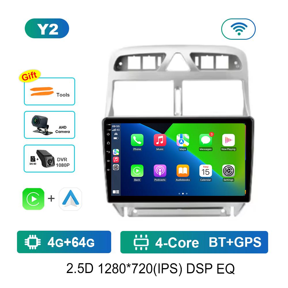 9 Inch Car Radio Multimedia Player Android for Peugeot 307 307CC 307SW 2004 - 2013 GPS 4G Carplay BT Split Screen Auto Tools