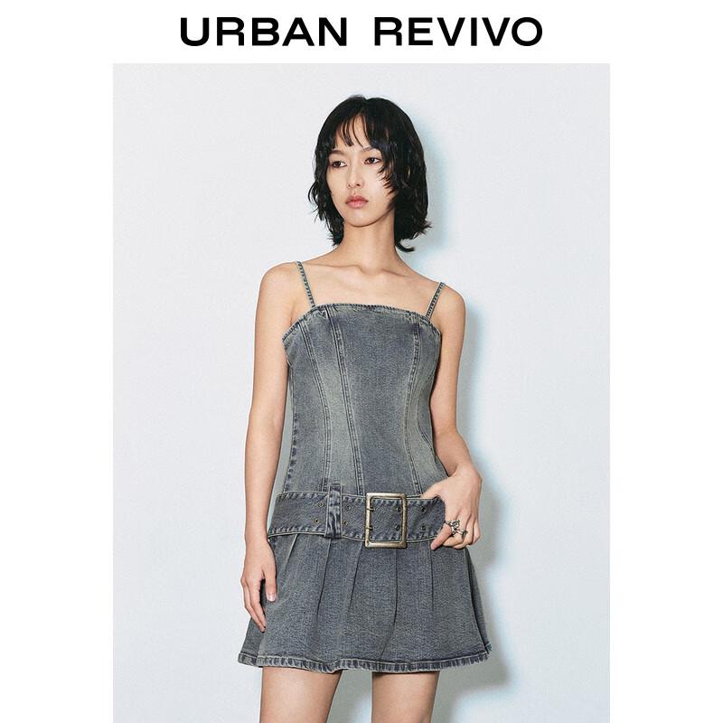 UR 2024 Summer Retro Denim Suspender Dress