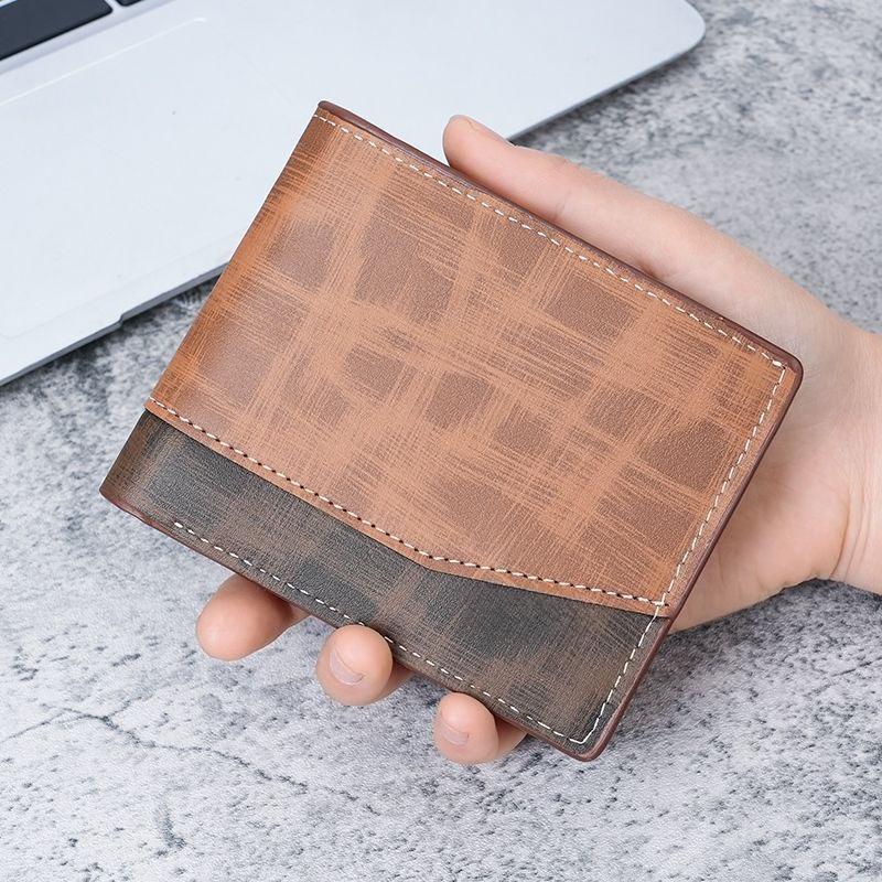 Men’s Vintage Leather Wallet Bifold Short Wallet with ID Window Multi Card Holder Cash Pocket Slim Business Wallet