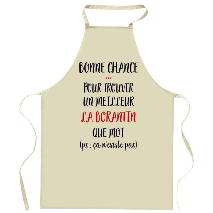 Tablier de cuisine - La borantin - Motif humour - Coton résistant - Impression durable (France)
