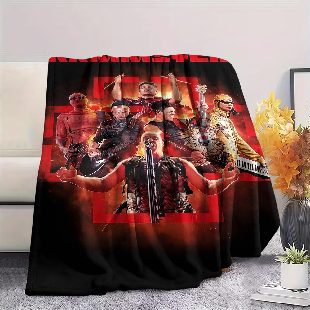 1PC Rammstein Band Print Flannel Blanket, High Quality All Seasons, Home Decor, Warmth and Comfort, Perfect for Christmas Gifts