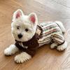 Warm Dog Jumpsuit With Navy Collar Small Breeds Winter Pet Clothing Soft Fleece Four-Legged Outfit