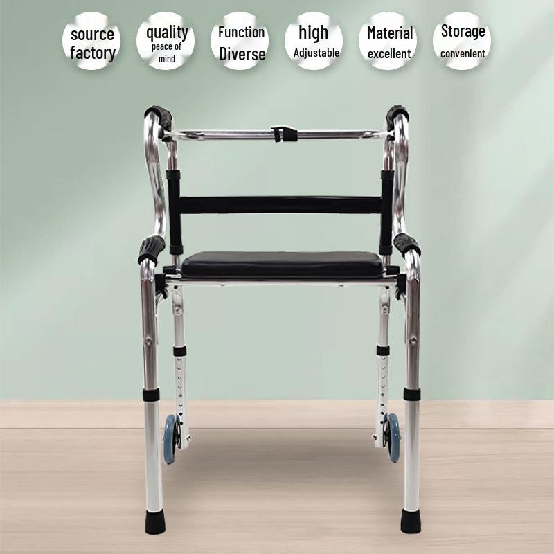 Adjustable Aluminum Alloy Walking Aid for Seniors - Four-Legged Crutches