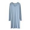 IDOWELL Long Modal Comfortable Loungewear for Spring and Summer Size Women's Pajamas, Sleeve, Fabric, V-Neck, Lightweight, Breathable, (Blue, L)