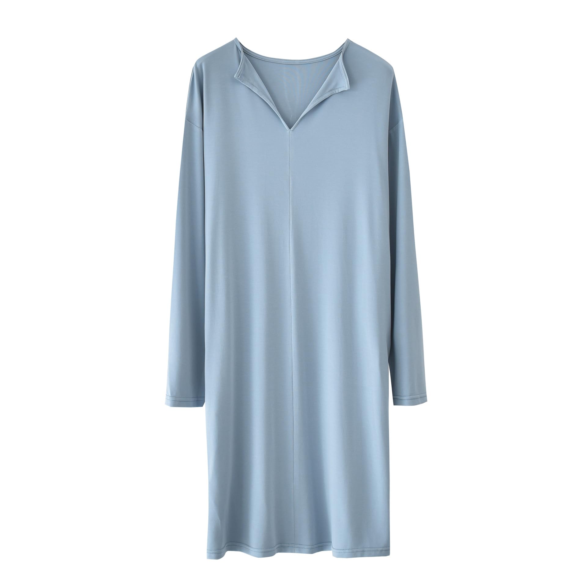 

IDOWELL Long Modal Comfortable Loungewear for Spring and Summer Size Women s Pajamas, Sleeve, Fabric, V-Neck, Lightweight, Breathable, (Blue, L) синий