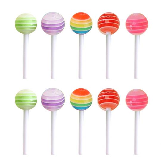 

Mini Lollipop Dollhouse Accessories Colorful Resin Miniature Lollipop Decoration Realistic Candy Model for Crafts Fairy Garden Micro Landscape 10 pcs