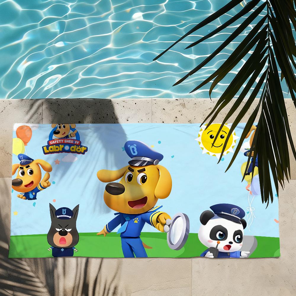 Cartoon S-Safety-Sheriff Labrador-S Towel Shower Sauna Travel Spa Quick Dry Gym Accessories Soft Large Beach Towels