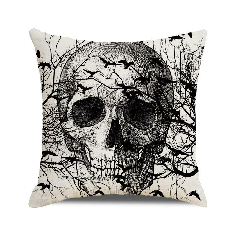 Halloween Bat Crow Pumpkin Print Cushion Cover Home Living Room Sofa Decoration Throw Pillow Cover