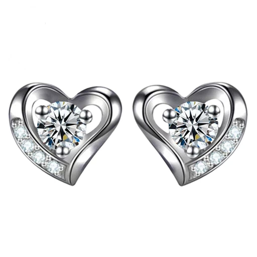Love At First Sight Heart Zirconia Necklace & Earring Set - Versatile Heart Pendant Clavicle Chain