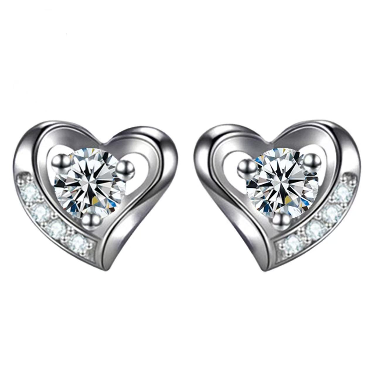 

Love at First Sight Heart Zirconia Necklace & Earring Set - Versatile Heart Pendant Clavicle Chain
