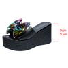 Fashion Chunky Platform Colorful Glitter Sandals Women Summer 2025 Super High Heels Big Bowtie Slides Woman Thick Bottom Slippers Shoes
