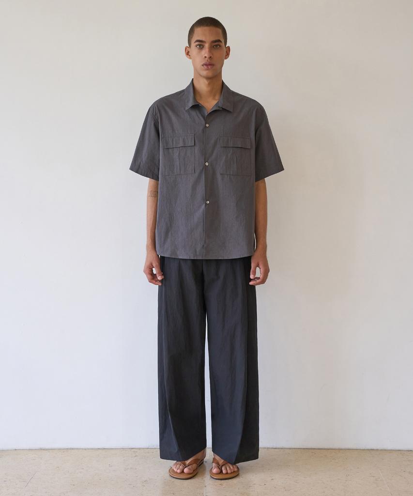 TRIP LE SENS Washed Utility Half Shirt_Charcoal