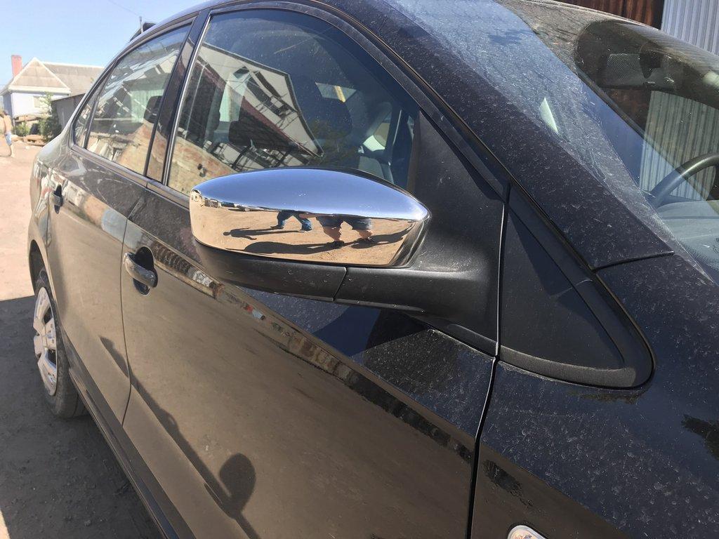 Накладки на зеркала Sedan (2 шт, нерж) для Volkswagen Polo 2010-2017 гг