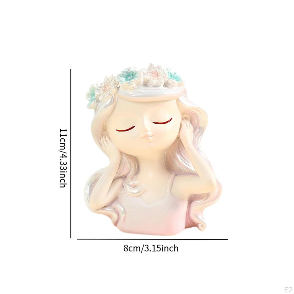 Fairy Head Plant Pot Decorative Vase Creative Decor Cartoon Resin Ornament Girl Face Flower Planter