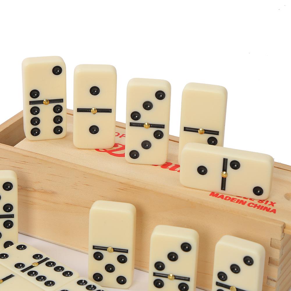 Dominoes Board Game Set: Educational Wooden Box Toy for Chess and Card Games