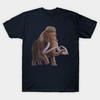 Camiseta Masculina Estampa Preta Mammuthus Primigenius (Mamute-lanoso) Camiseta de algodão com estampa de papel de transferência sem cortes
