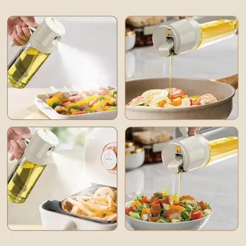 1/2PCS 550ml Glass Oil Spray Bottle 2in1 Spray Bottle Pourer Fitness Fat Loss Camping BBQ Vinegar Sauce Sprayer Cooking Utensils