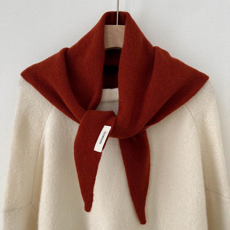 Premium Australian Wool and Cashmere Solid Color Women's Triangle Shawl-Scarf